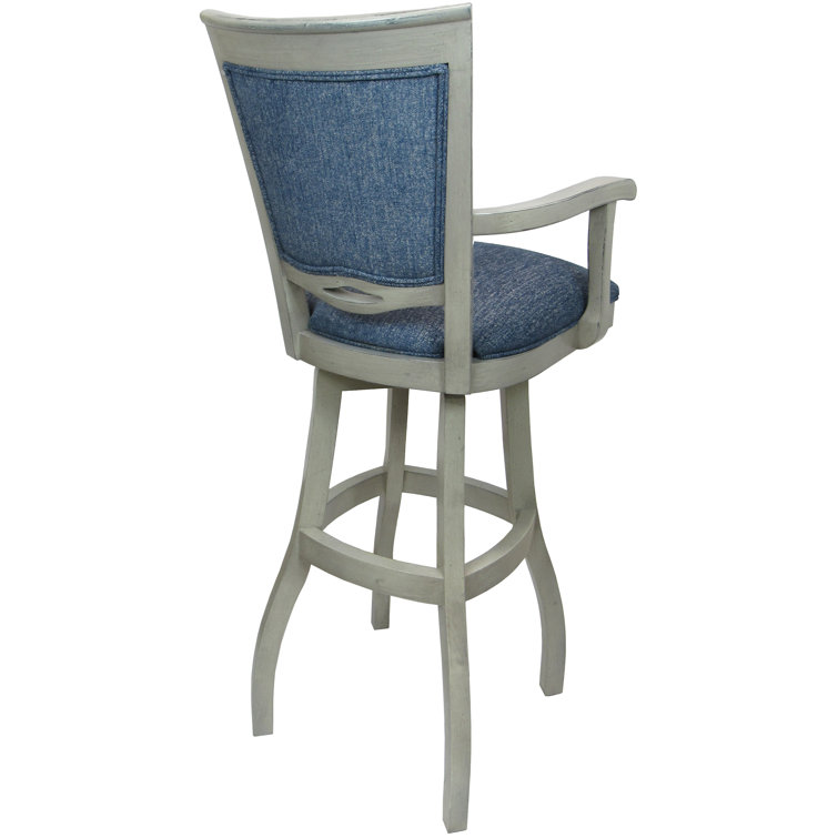 Kokomo Azure 34" Swivel Extra Tall Wood Bar Stool with Arms