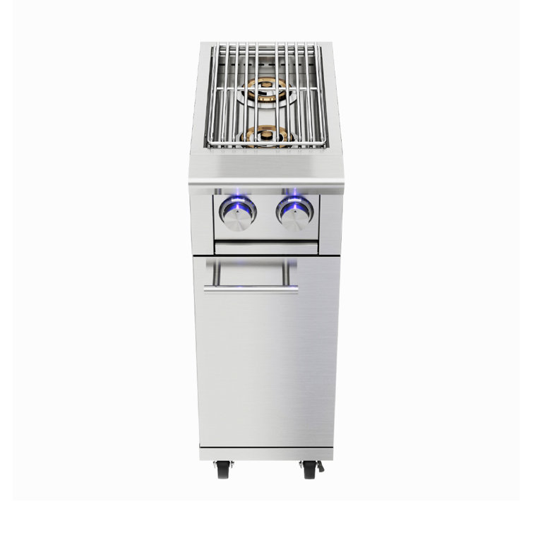 Stainless Steel 12.5" Twin Burner Grill Cart with LED Control Lights
