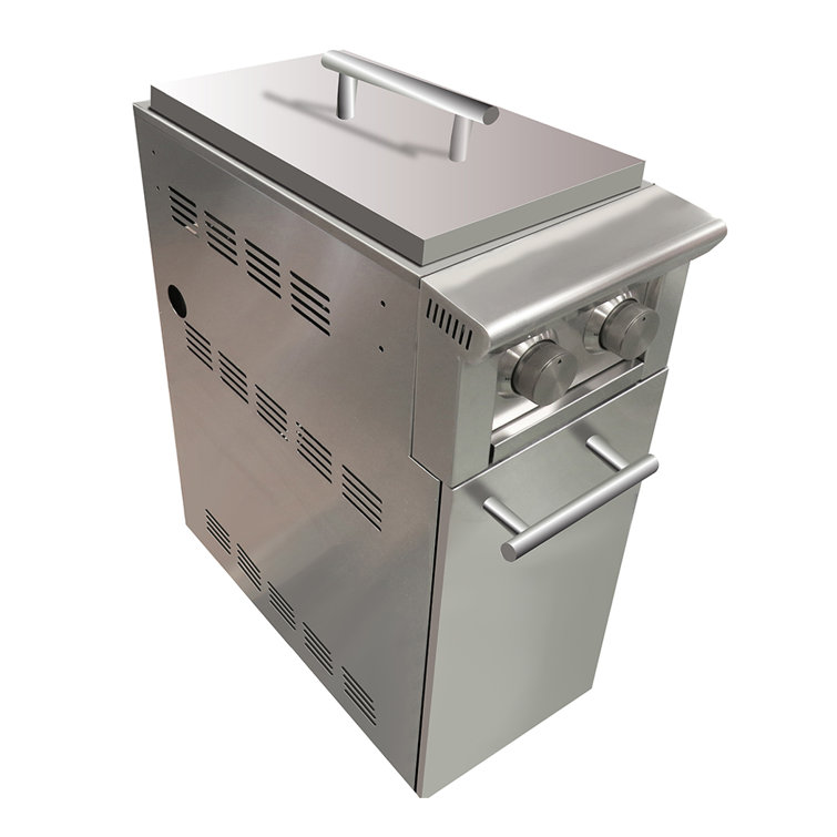 Stainless Steel 12.5" Twin Burner Grill Cart with LED Control Lights