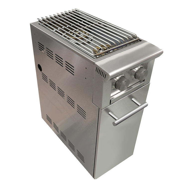 Stainless Steel 12.5" Twin Burner Grill Cart with LED Control Lights