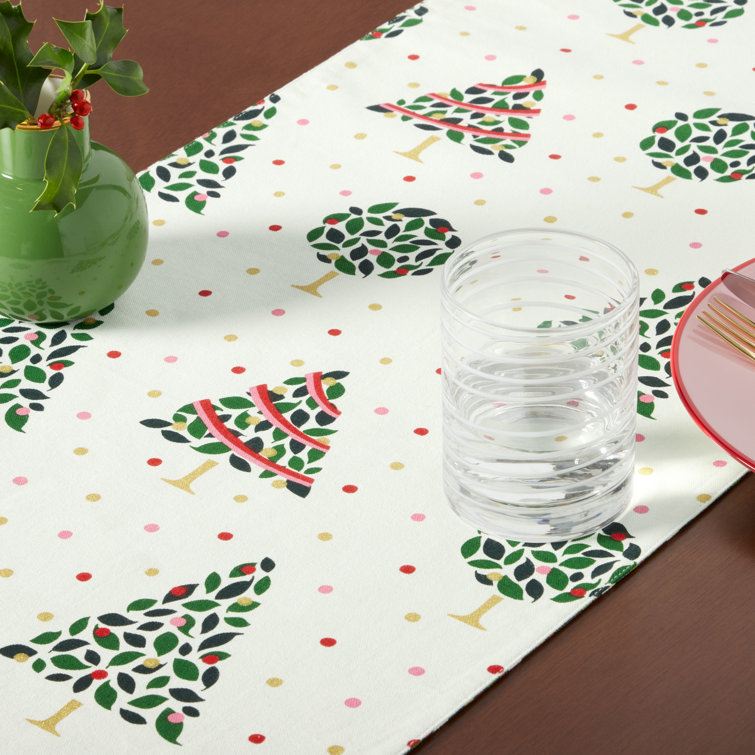 Green and Cream Cotton Christmas Plaid Reversible Table Runner