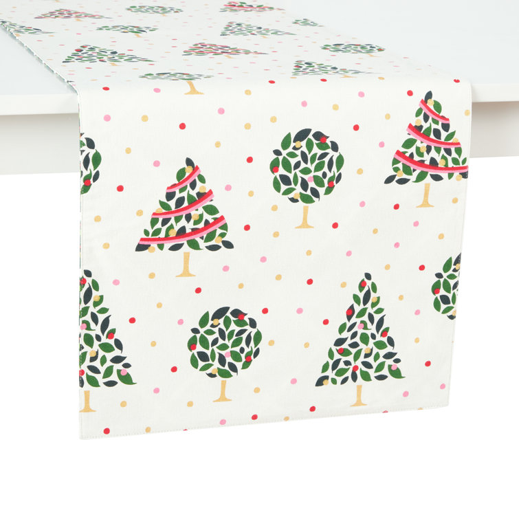 Green and Cream Cotton Christmas Plaid Reversible Table Runner