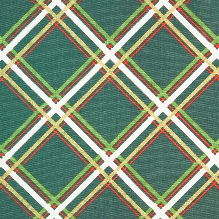 Green and Cream Cotton Christmas Plaid Reversible Table Runner