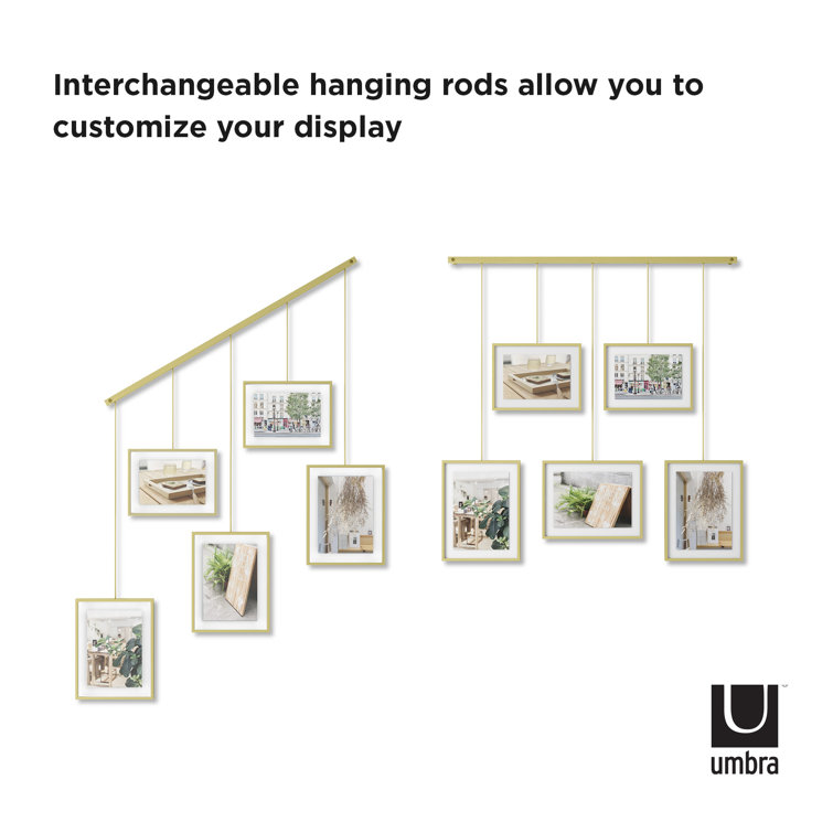 Matte Brass Floating Wall Collage Frame Set, 5-Piece