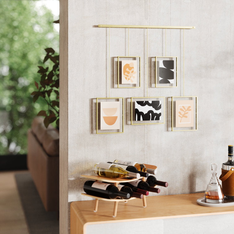 Matte Brass Floating Wall Collage Frame Set, 5-Piece
