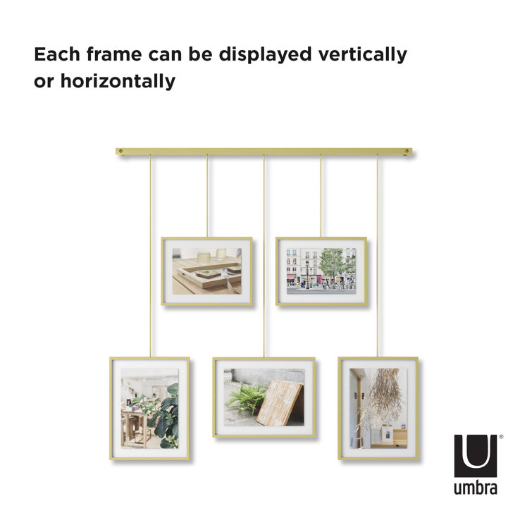 Matte Brass Floating Wall Collage Frame Set, 5-Piece