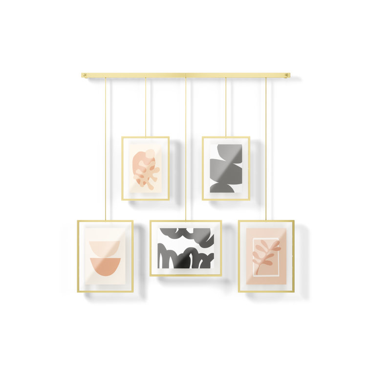 Matte Brass Floating Wall Collage Frame Set, 5-Piece