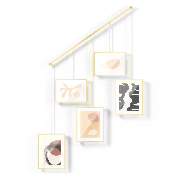 Matte Brass Floating Wall Collage Frame Set, 5-Piece