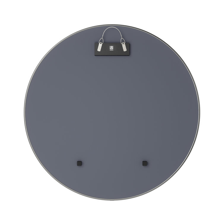 Elegant 34" Round Wall Mirror with Metallic Titanium Frame