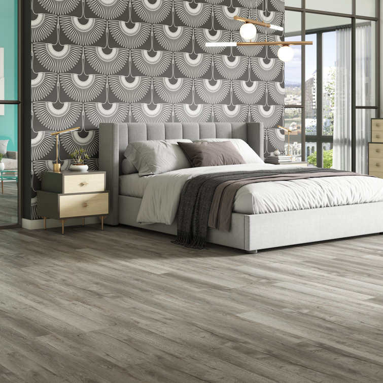 Medium Gray Oak Look Waterproof Vinyl Plank Flooring