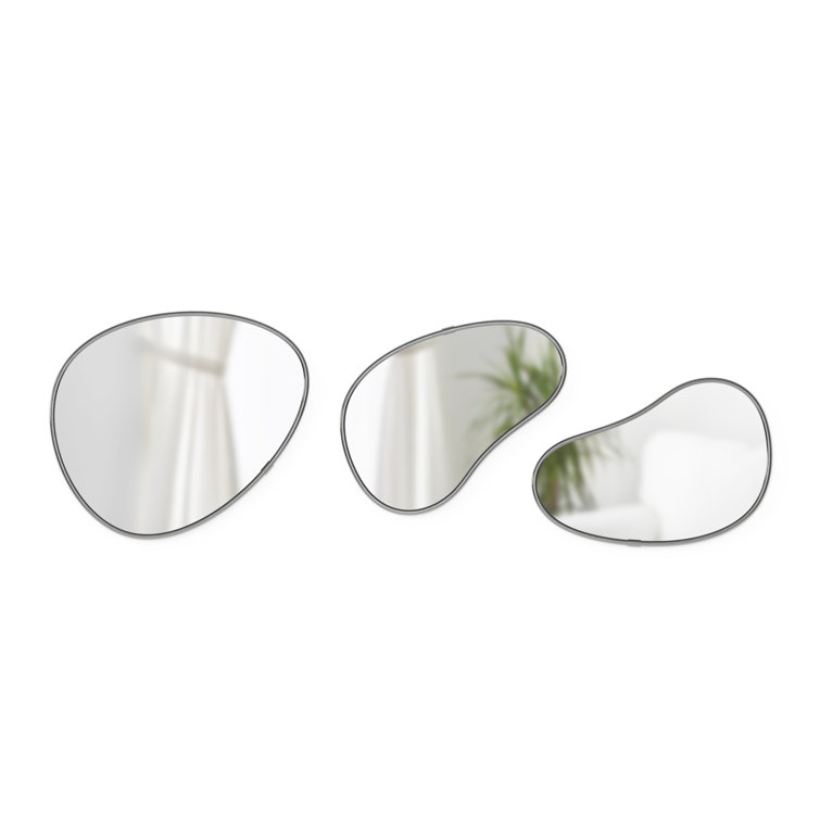 Set of 3 Organic-Shaped Metallic Frame Mirrors