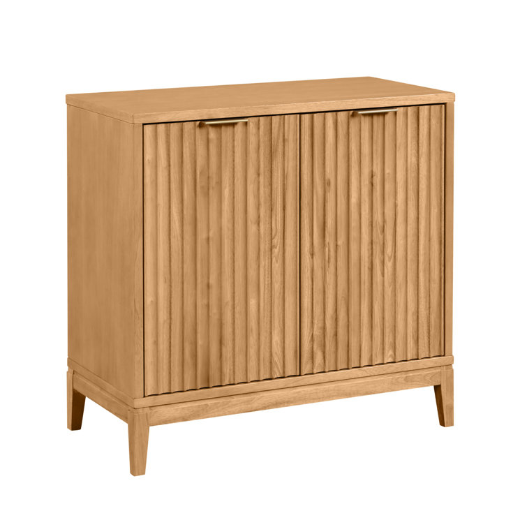 Jasper Warm Pine Fluted 31" Accent Cabinet with Brass Handles