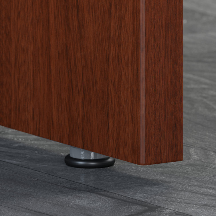 Contemporary Mahogany Home Office Desk with Drawer and Filing Cabinet