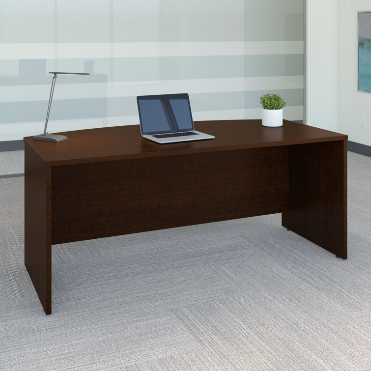 Mocha Cherry U-Shaped Home Office Desk with Drawer and Tray