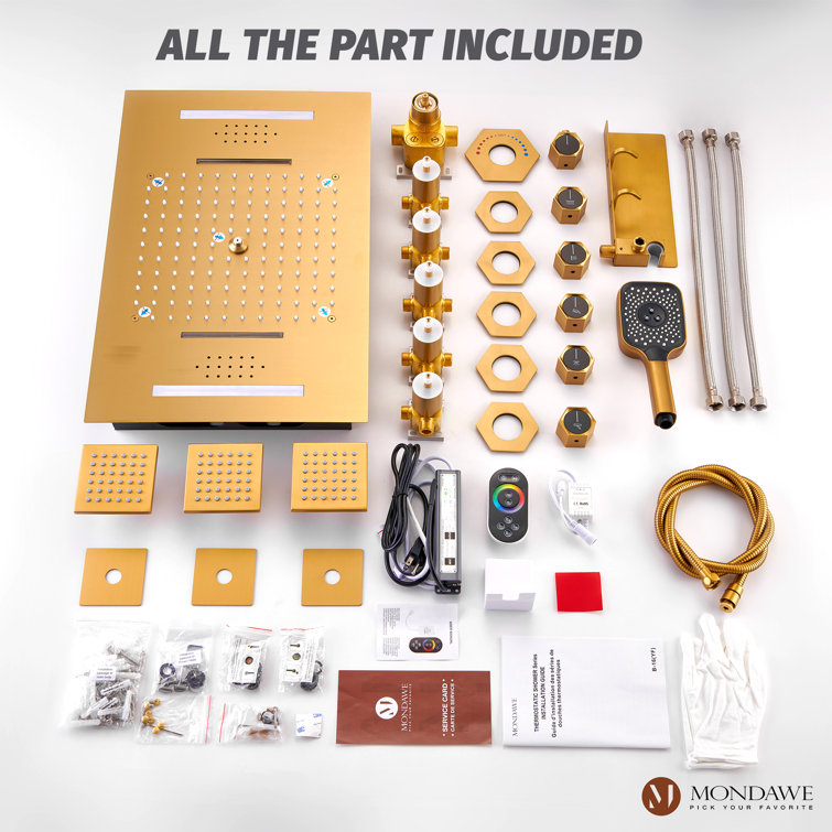 AquaRhapsody Thermostatic All-In-One Kit with Rough in-Valve