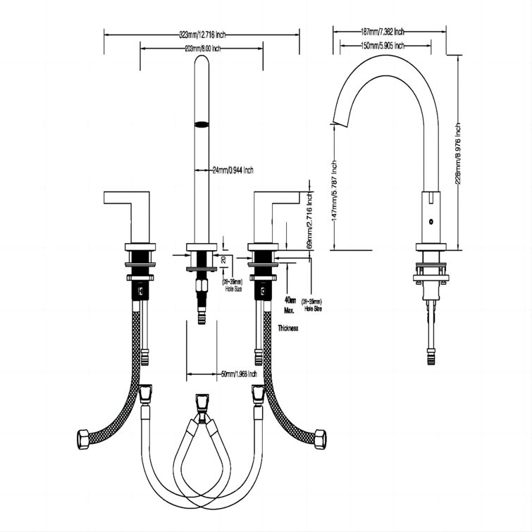 Electra Matte Black Widespread 2-Handle High-Arc Bathroom Faucet