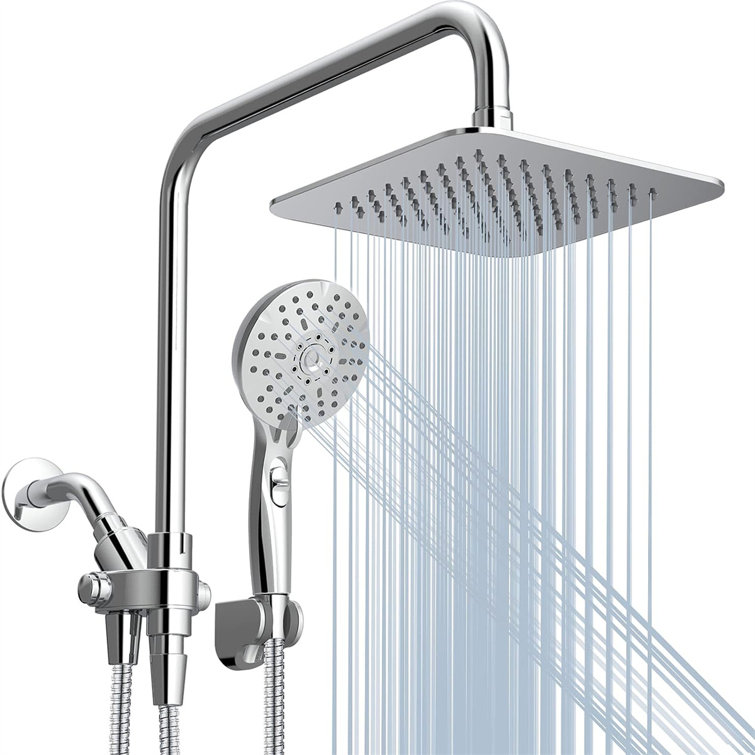 8'' Chrome Adjustable Dual Shower Head Combo with Filter