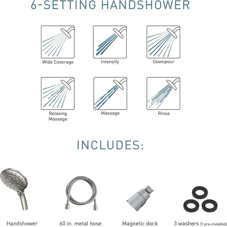 Chrome 5.5-Inch Handheld Rain Shower Head with Magnetic Dock