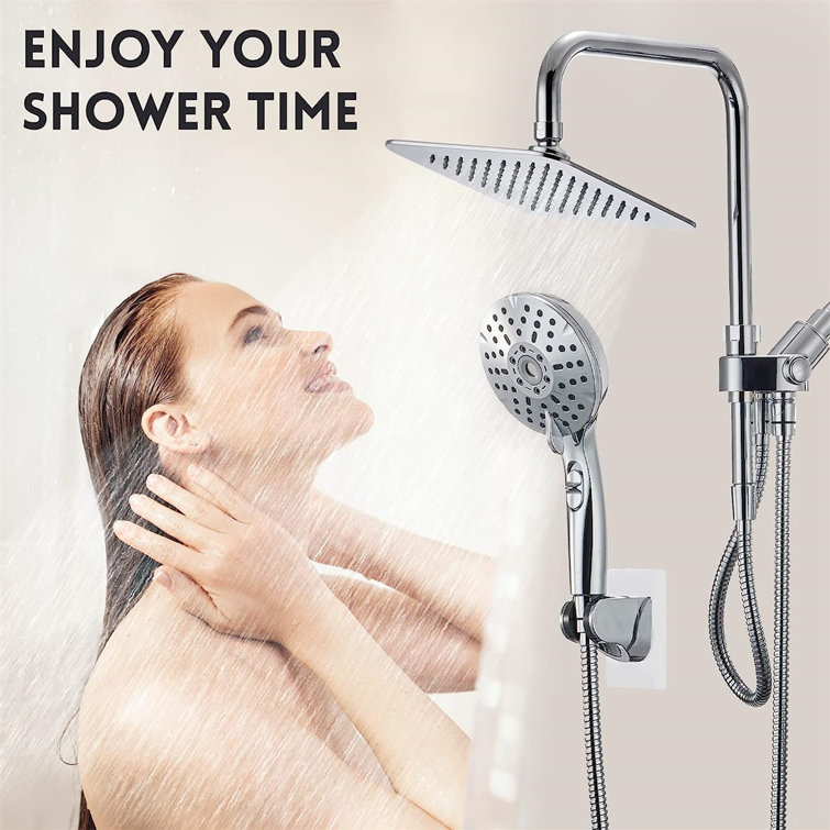 8'' Chrome Adjustable Dual Shower Head Combo with Filter