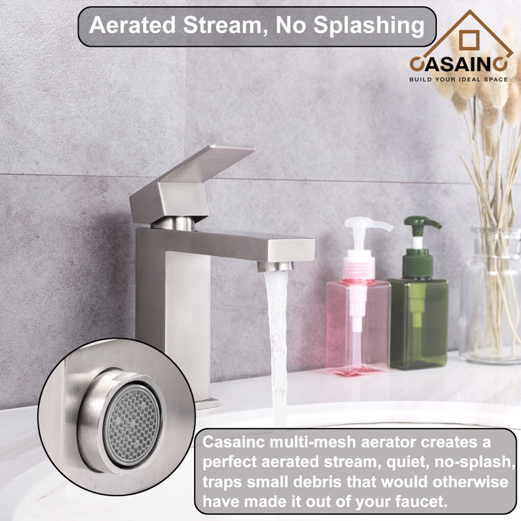 Brushed Nickel Single Handle Modern Bathroom Faucet