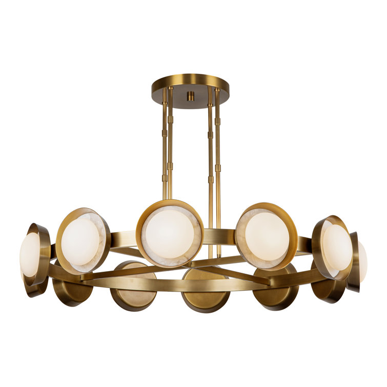 Alonso Vintage Brass 12-Light LED Wagon Wheel Chandelier