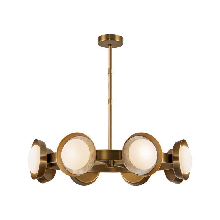 Alonso Vintage Brass and Alabaster LED Chandelier