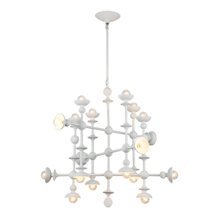 White 18-Light Sputnik Chandelier with Sculptural Design