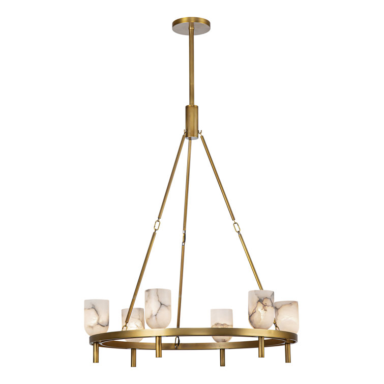 Lucian Vintage Brass and Crystal 6-Light Chandelier