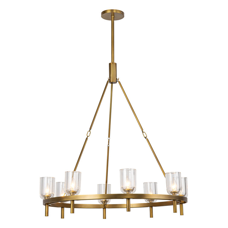 Lucian Vintage Brass and Crystal 8-Light Chandelier