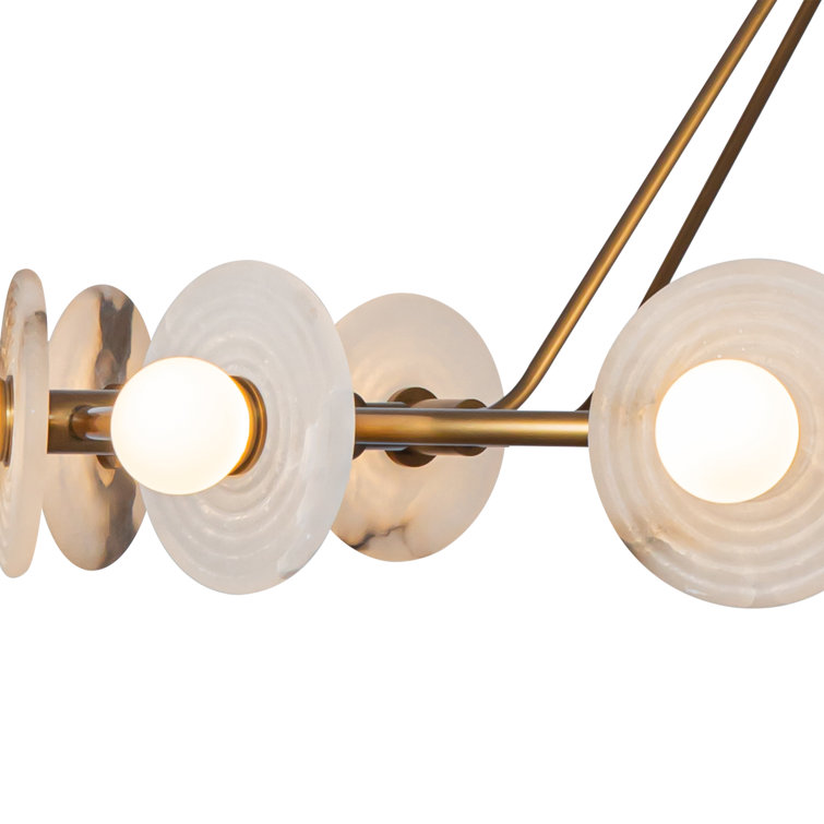 Vintage Brass and Alabaster 12-Light LED Chandelier