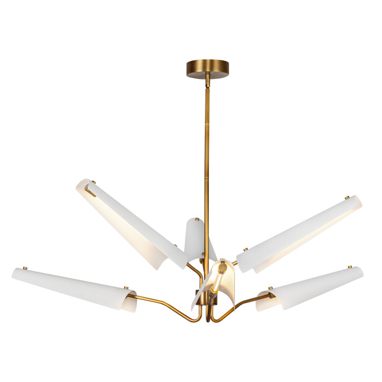 Osorio 46" Brass and Matte White LED Chandelier