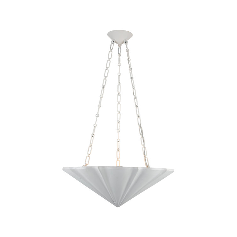 Antique White Geometric Metal Chandelier with Resin Shade