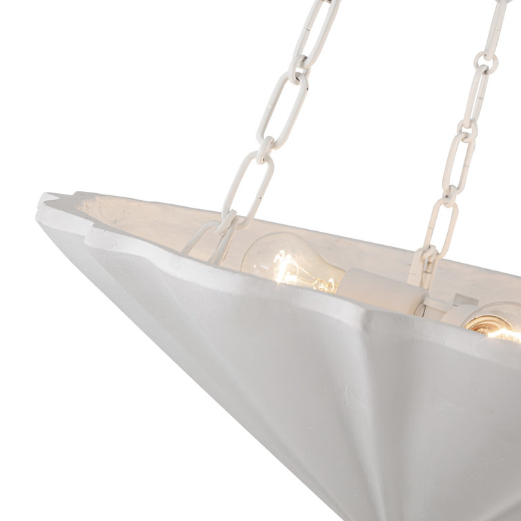 Antique White Geometric Metal Chandelier with Resin Shade