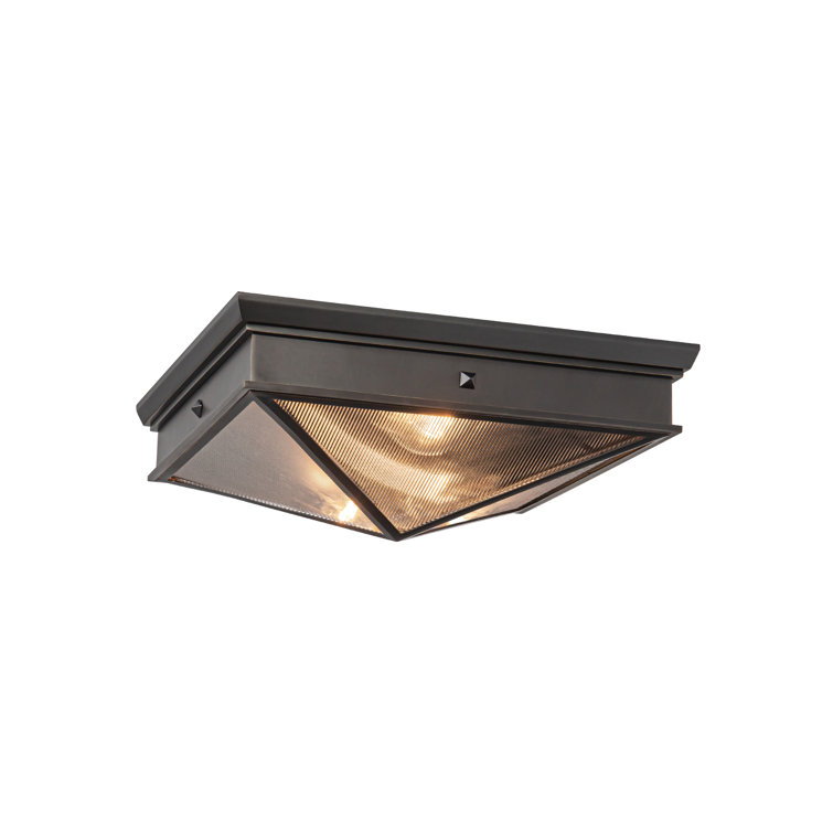 Cairo Ribbed Glass and Vintage Brass Flush Mount Light