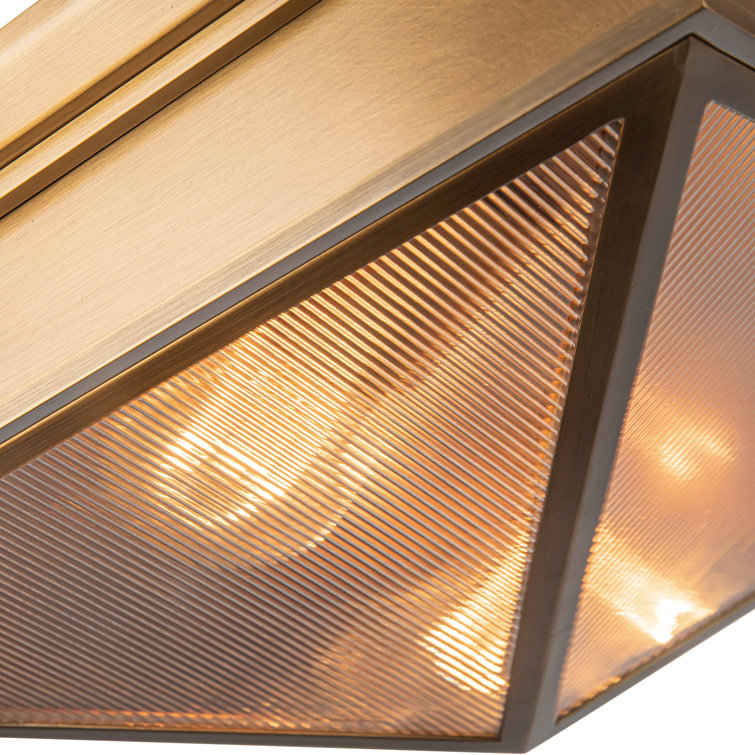 Cairo Ribbed Glass and Vintage Brass Flush Mount Light