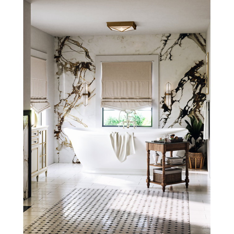 Cairo Ribbed Glass and Vintage Brass Flush Mount Light
