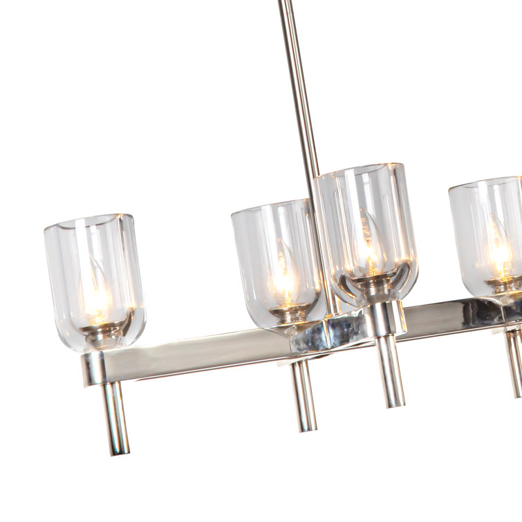Lucian Clear Crystal and Polished Nickel 10-Light Island Pendant