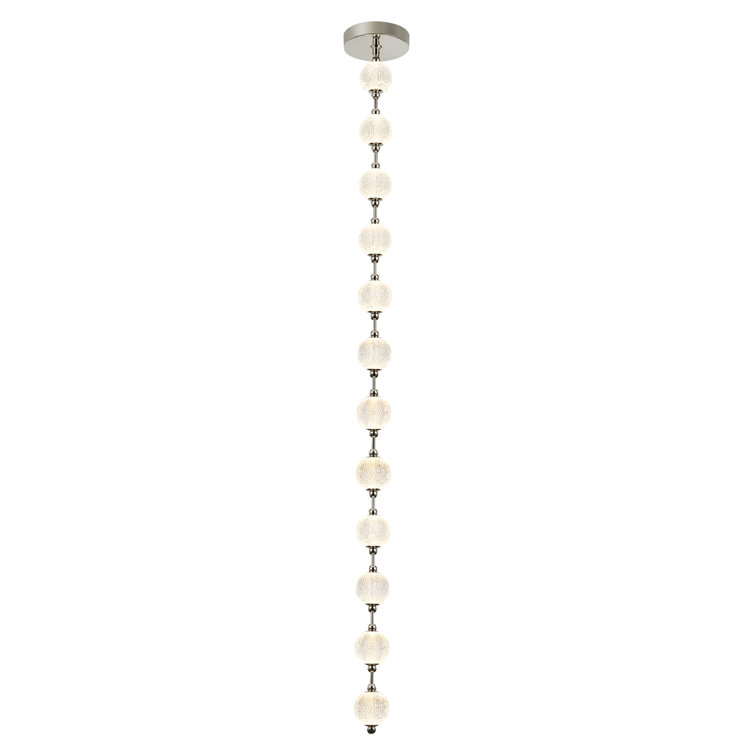Marni Polished Nickel 12-Light LED Beaded Glass Pendant