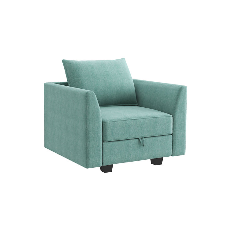 Aqua Blue Polyester Blend 3-Piece Modular Sofa Set