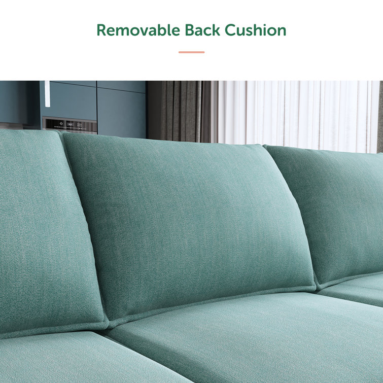 Aqua Blue Polyester Blend 3-Piece Modular Sofa Set