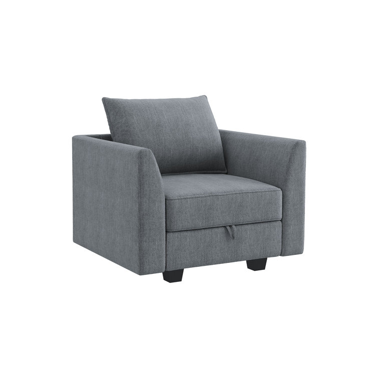 Bluish Gray Fabric 3-Piece Sofa Set with Storage and Removable Cushions