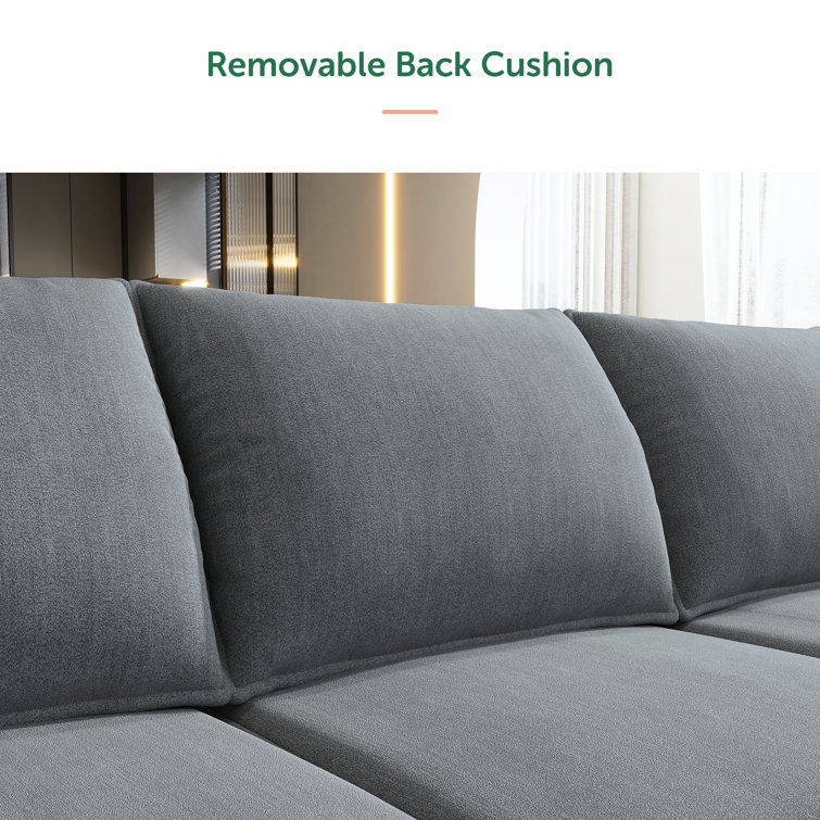 Bluish Gray Fabric 3-Piece Sofa Set with Storage and Removable Cushions