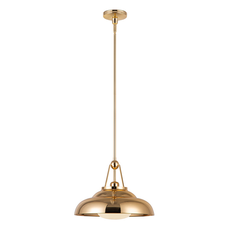 Polished Brass Modern Dome Pendant Light with Glass Shade