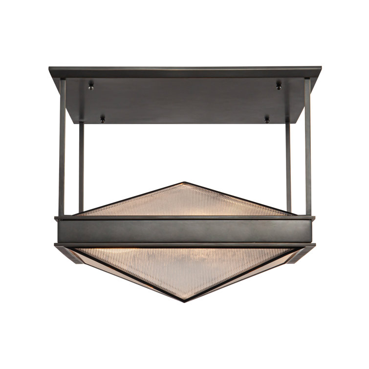Cairo Urban Bronze Ribbed Glass Semi Flush Mount Light