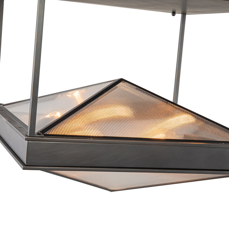 Cairo Urban Bronze Ribbed Glass Semi Flush Mount Light