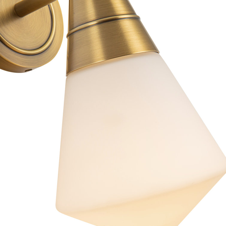 Vintage Brass and Opal Glass Geometric Wall Sconce