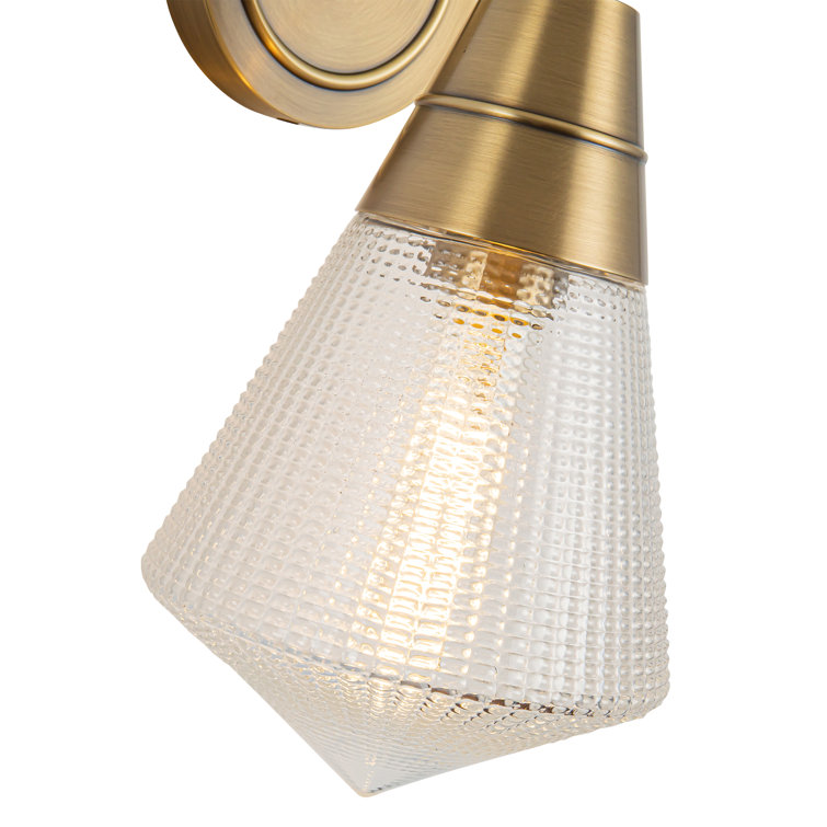 Vintage Brass and Opal Glass Geometric Wall Sconce