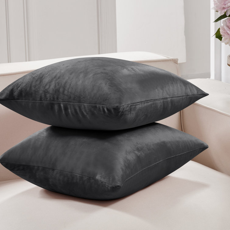 Charcoal Velvet Euro Pillow Covers Set of 2