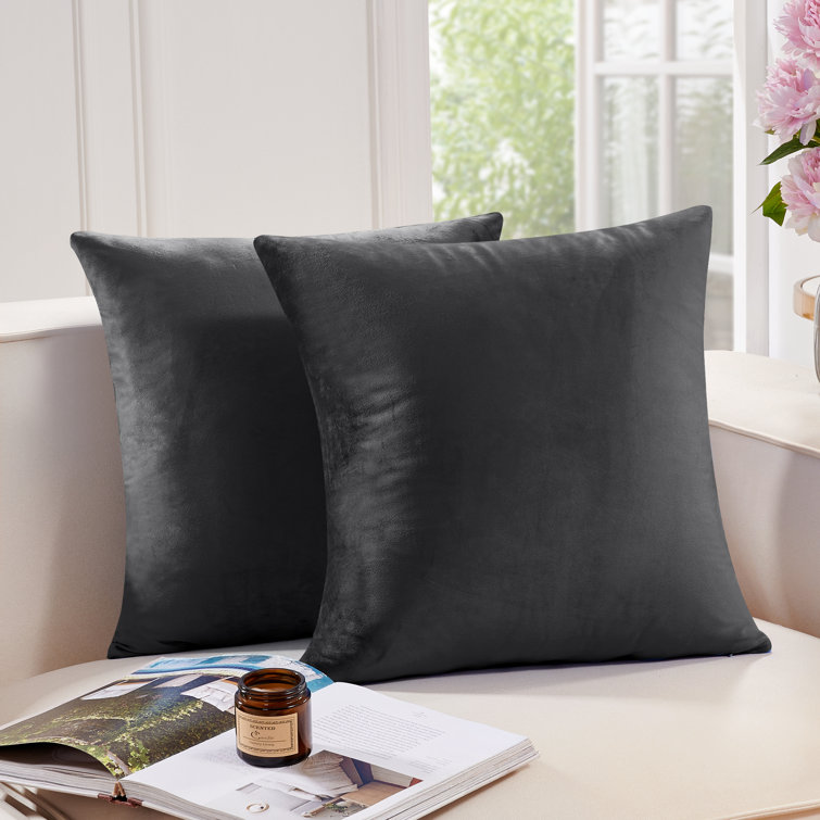 Charcoal Velvet Euro Pillow Covers Set of 2