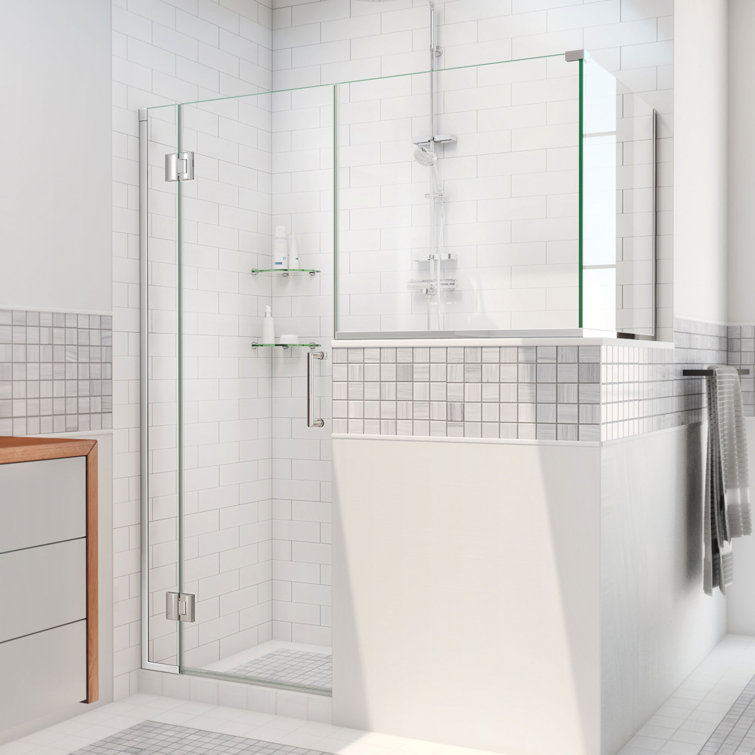 Unidoor-X 60 in. Frameless Clear Glass Hinged Shower Enclosure with Black Hardware